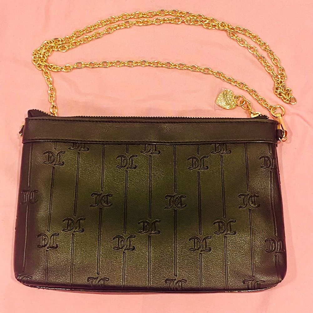 Juicy Couture Black Faux Leather Crossbody Bag with Gold Chain - Picture 5 of 11